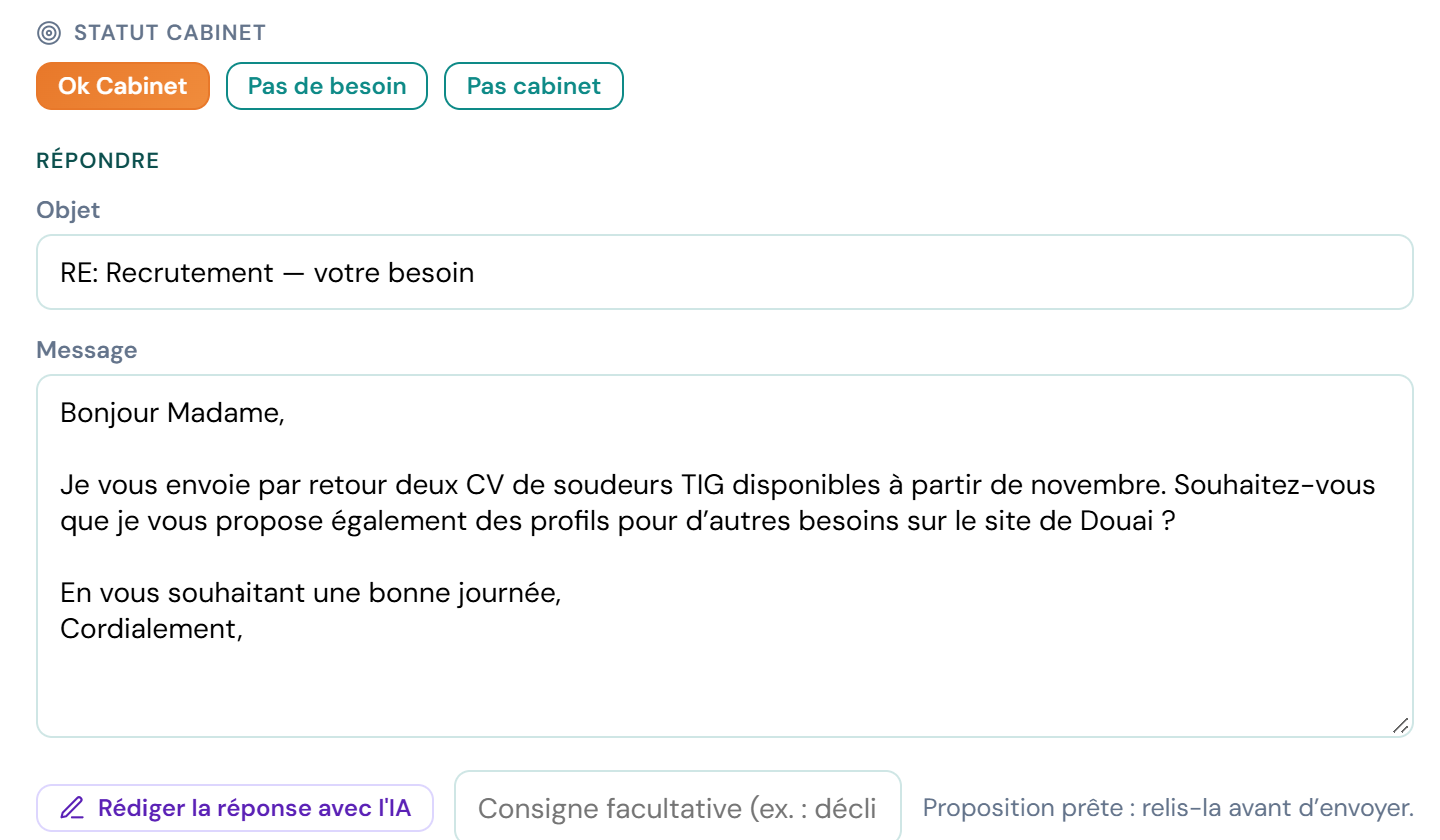 Réponse rédigée par l'IA